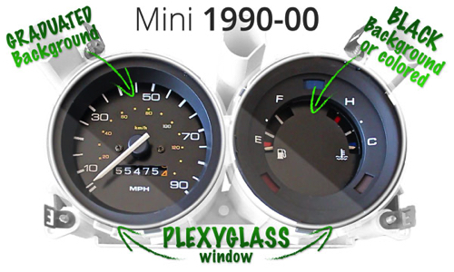 Stickers for Mini 1990 to 2000 Speedometers Speedomini